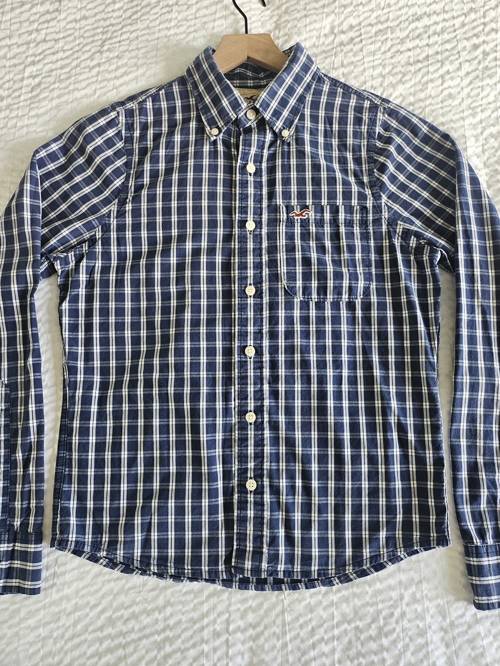 Hollister Men Button Down Plaid Long Sleeve Western Dance Casual Classic Muscle